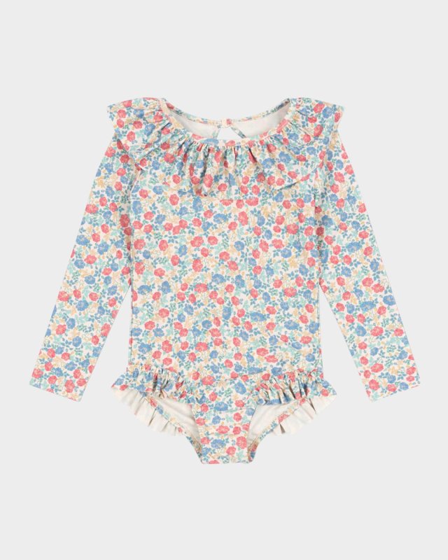 Girl's Manuca Floral-Print Swimsuit, Size 6M-10